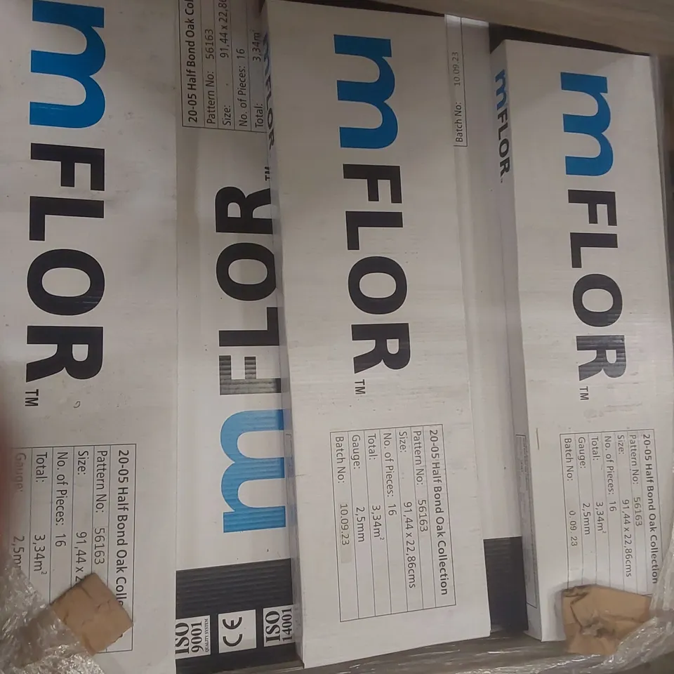 PALLET CONTAINING APPROXIMATELY 36x PACKS OF BRAND NEW MFLOOR HALF BOND OAK 91.44 X 22.86CM (2.5MM) - 3.34m² pp