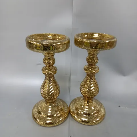 BOXED ALISON CORK PRE-LIT SET OF 2 MERCURY GLASS CANDLE HOLDERS