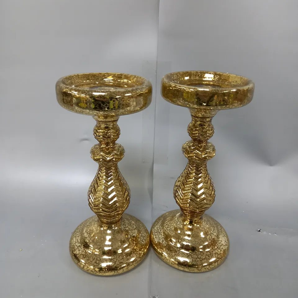 BOXED ALISON CORK PRE-LIT SET OF 2 MERCURY GLASS CANDLE HOLDERS