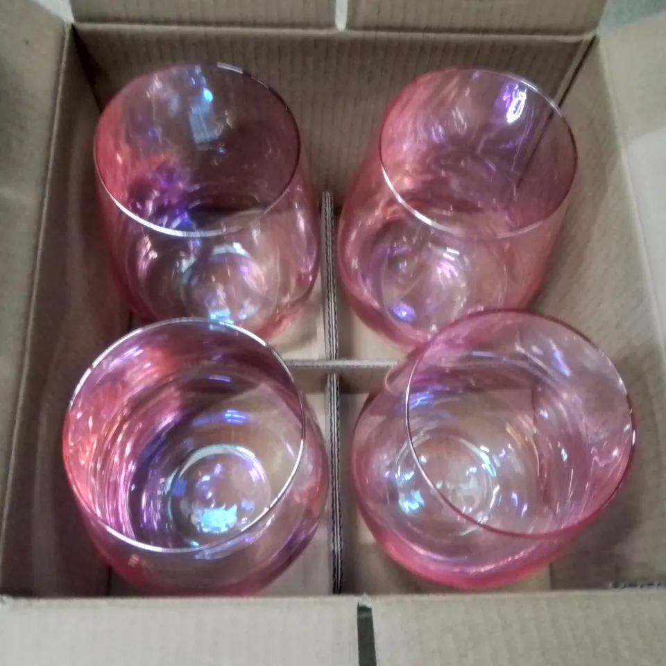 BOXED FROSTED DECO SET OF 4 HI BALL GLASSES