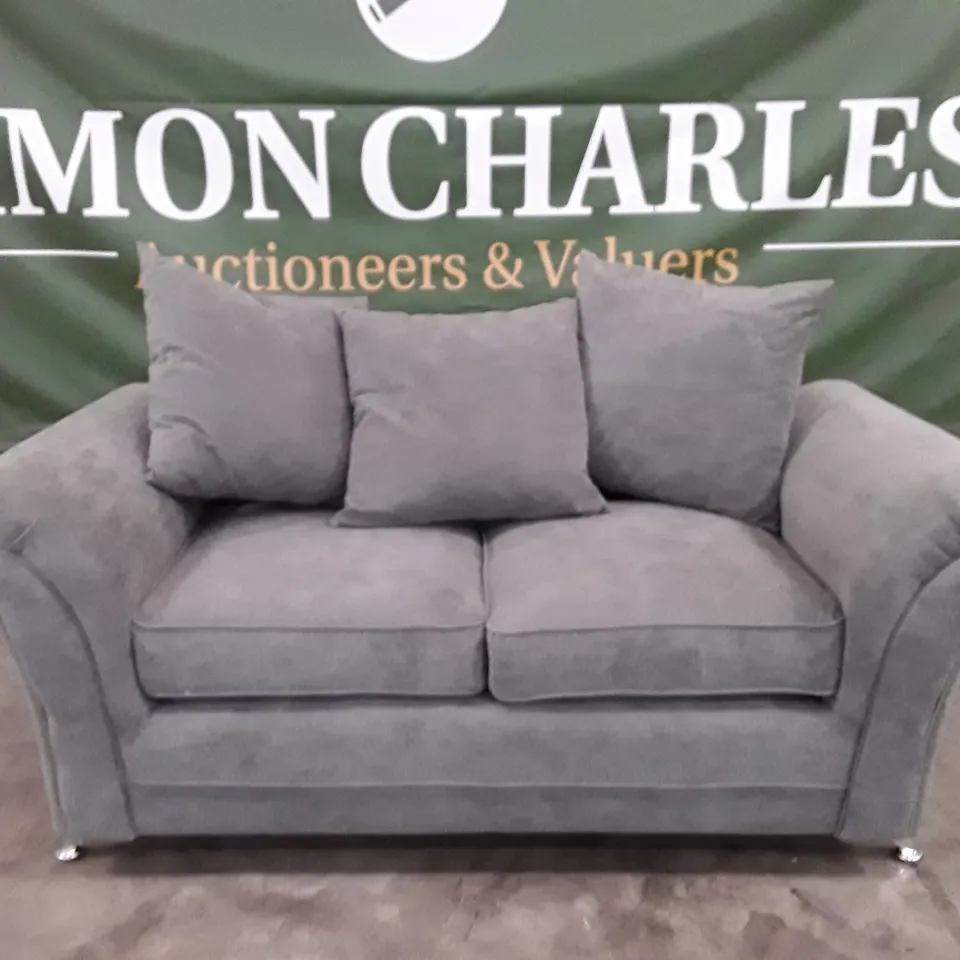 QUALITY DESIGNER 2 SEATER SOFA - GREY FABRIC