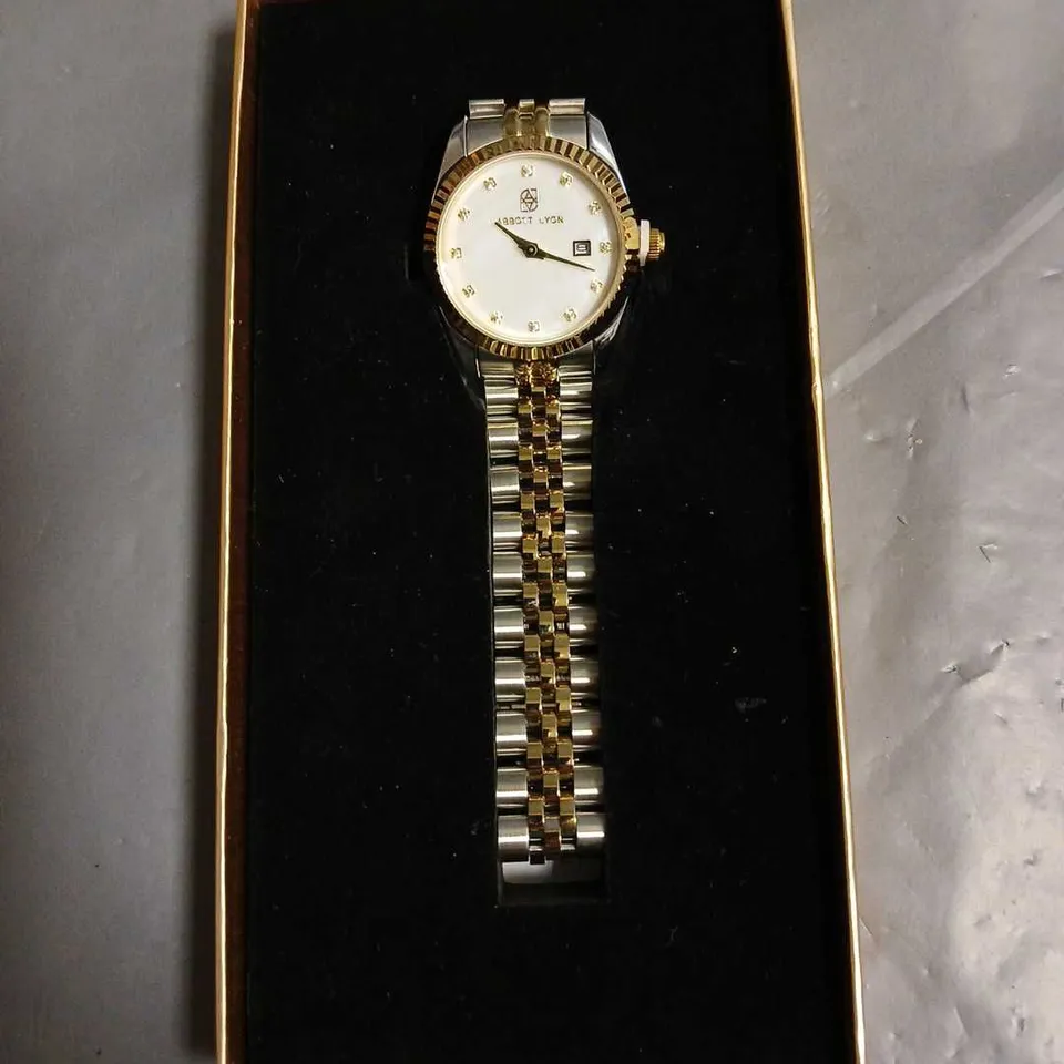 BOXED ABBOT LYON STAINLESS STEEL LADIES WATCH