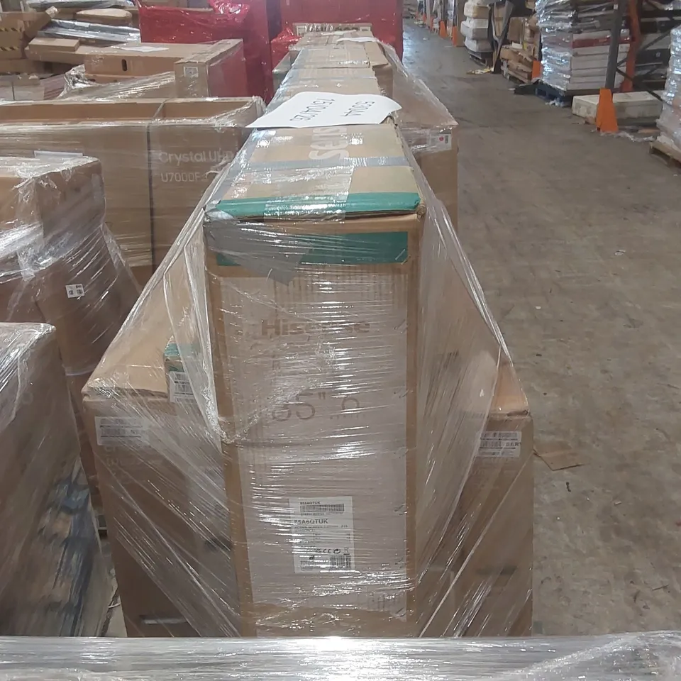 PALLET CONTAINING A LARGE QUANTITY OF ASSORTED DAMAGED TVs