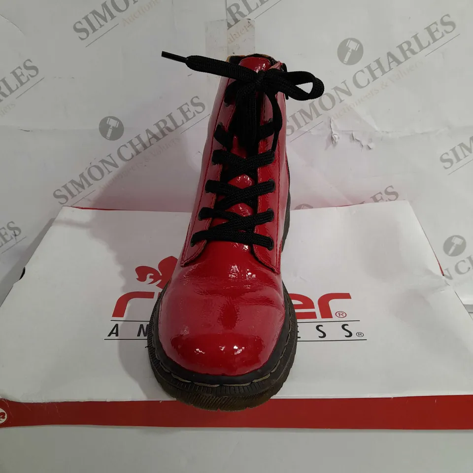 RIEKER LACE ANKLE BOOTS IN RED SIZE 6.5