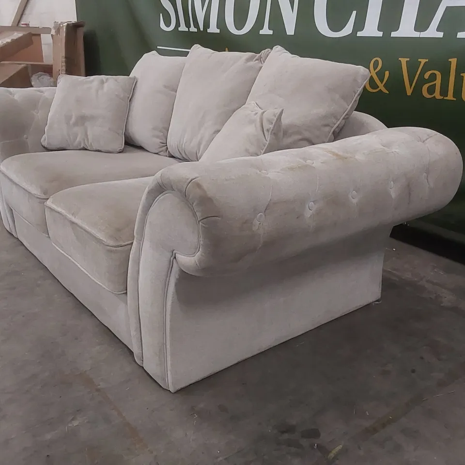 QUALITY DESIGNER WINDSOR 3 SEATER FABRIC UPHOLSTERED SCATTER BACK SOFA