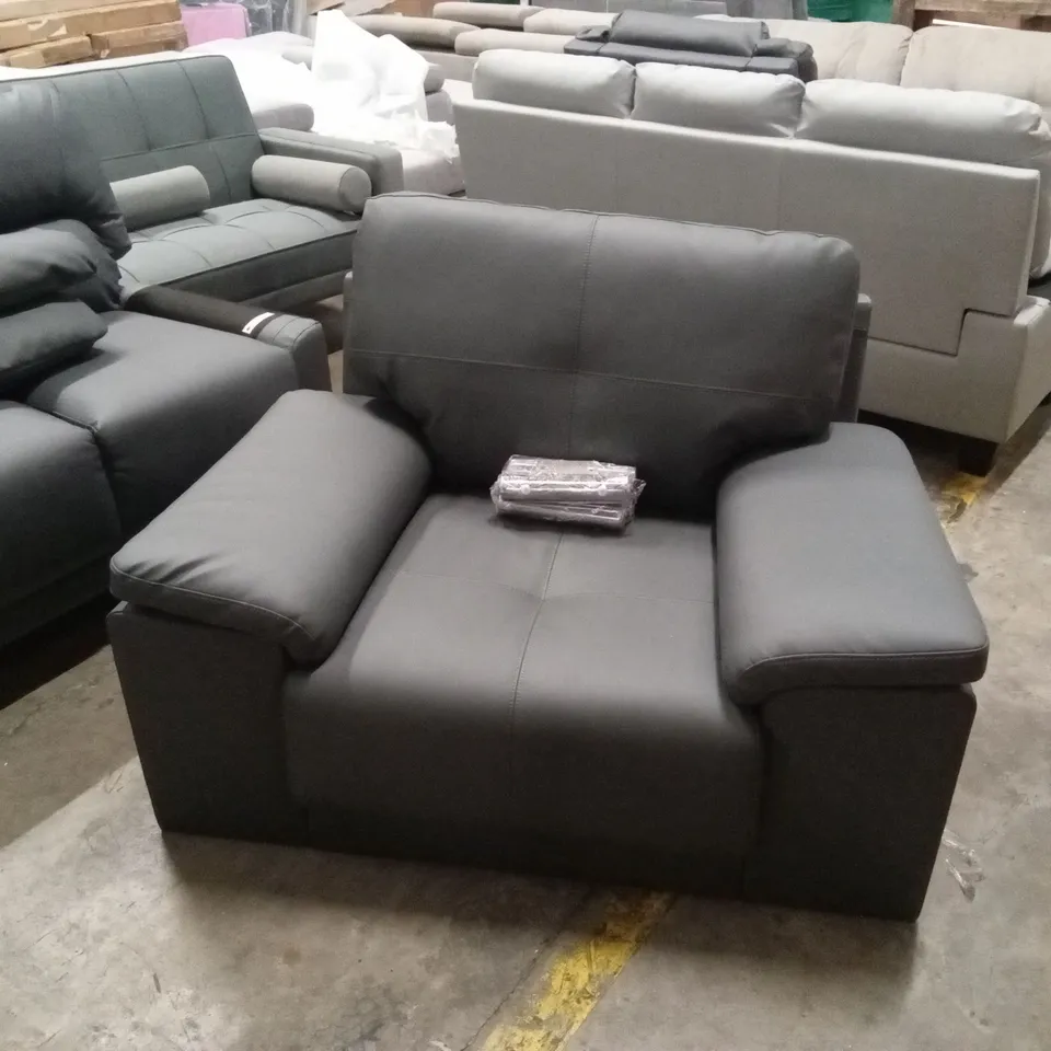 KANSAS ARMCHAIR, GREY PREMIUM FAUX LEATHER