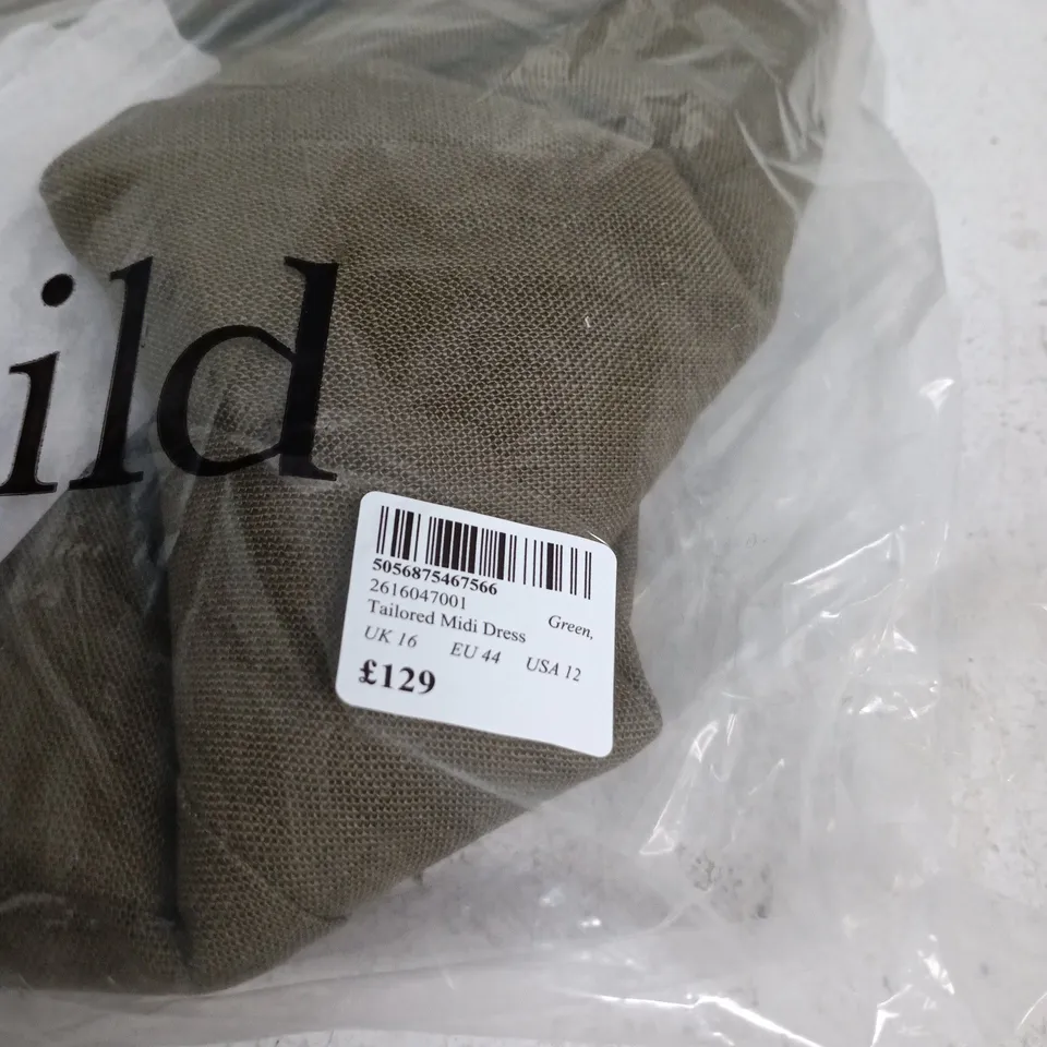 NOBODYS CHILD TAILORED MIDI DRESS GREEN UK 16