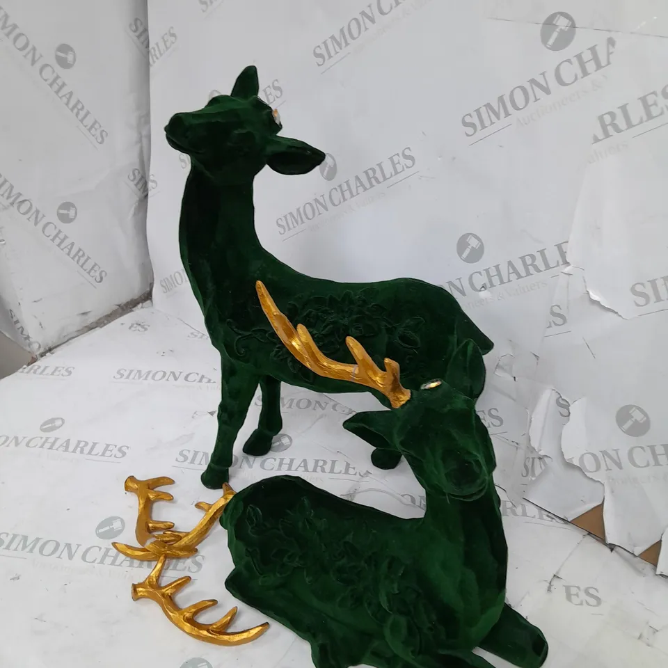 BOXED ALISON CORK SET OF 2 VELVET HENRY STAGS