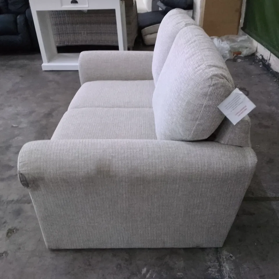 QUALITY DESIGNER 2 SEATER SOFA - LIGHT GREY FABRIC 