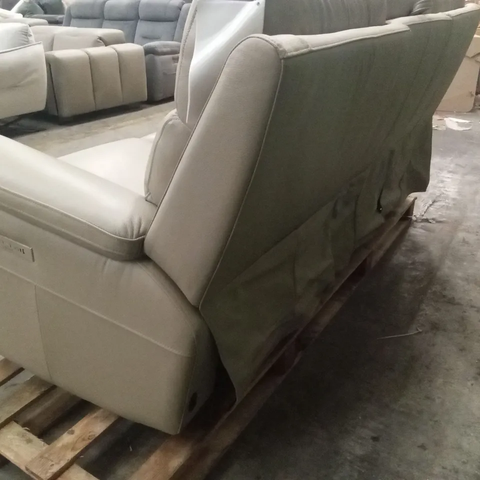QUALITY DESIGNER 3 SEATER LEATHER ELECTRIC RECLINER SOFA - TAUPE