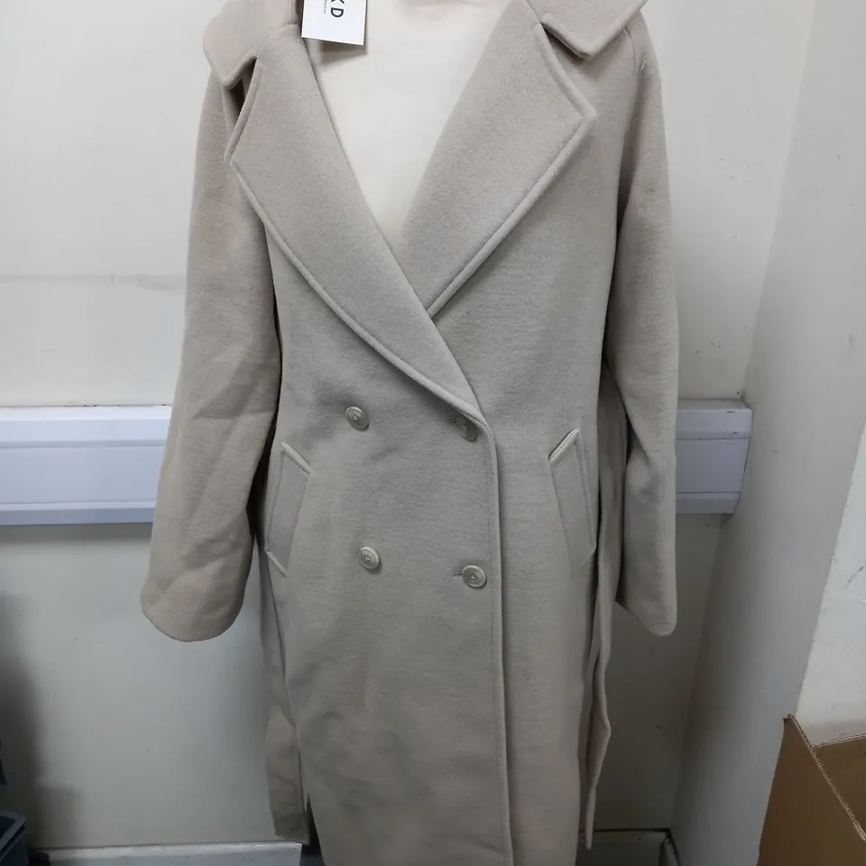 NA-KD CLASSIC WOOL BLEND BELTED COAT IN BEIGE - EU 36