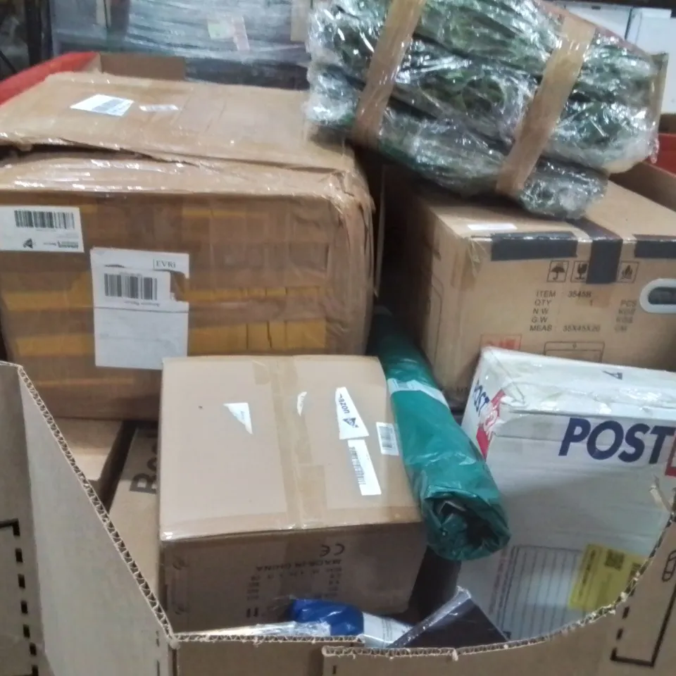 PALLET OF ASSORTED HOUSEHOLD GOODS AND PRODUCTS TO INCLUDE;CEILING FAN,MAKE ORGANISER,AREA RUG