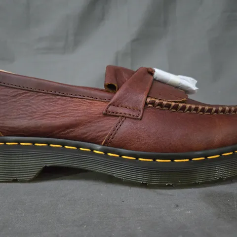 BOXED PAIR OF DR MARTENS ADRIAN YS LOAFERS IN CASHEW COLOUR UK SIZE 8