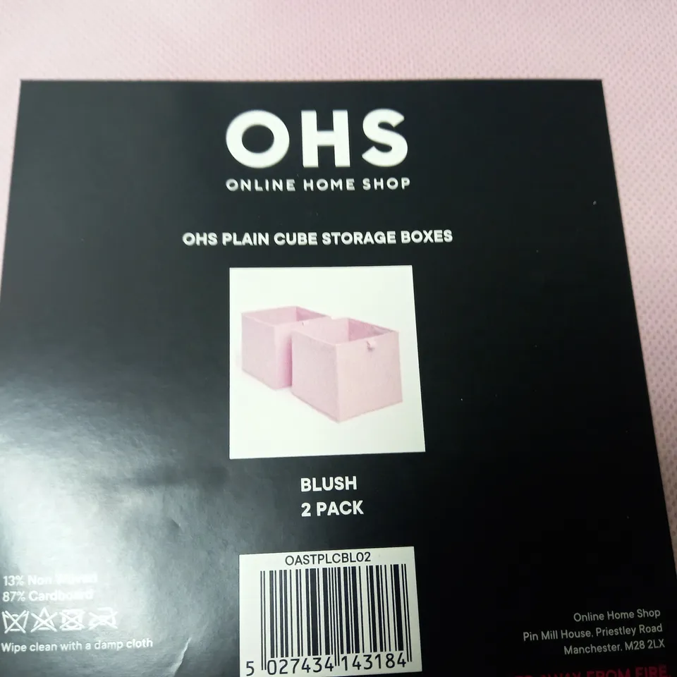 LOT OF 3 OHS PLAIN CUBE STORAGE BOX 2-PACKS IN BLUSH