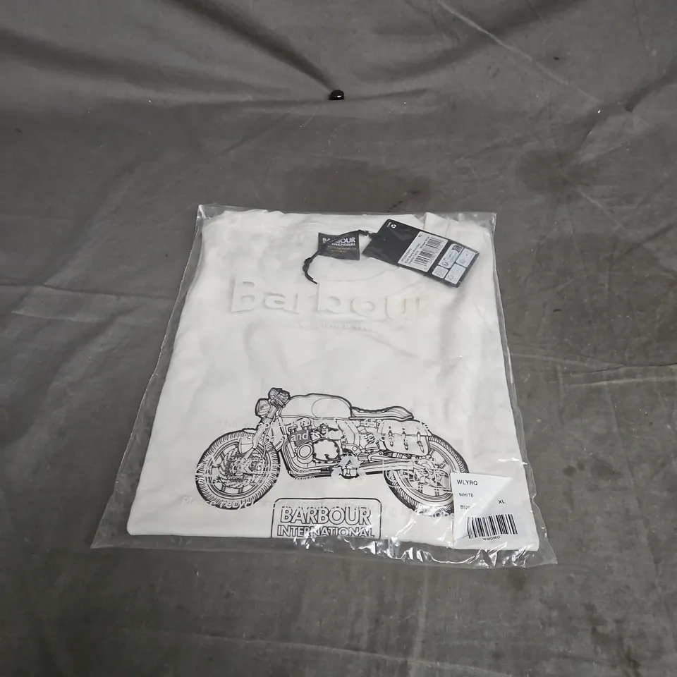 BARBOUR INTERNATIONAL MORRIS MOTORBIKE GRAPHIC T-SHIRT – WHISPER WHITE – XL