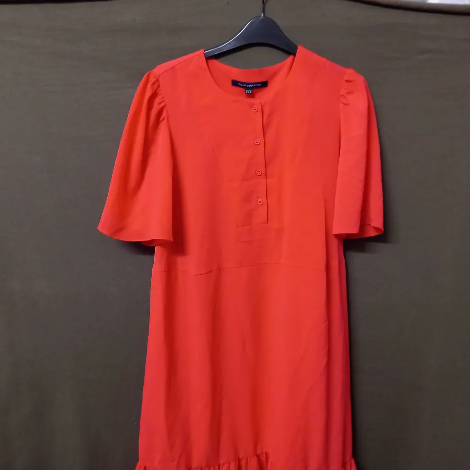 FRENCH CONNECTION HIBISCUS HALF BUTTON DRESS TOP IN RED - SIZE 16