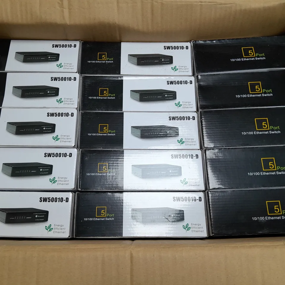 LOT OF APPROXIMATELY 35 DYNAMODE SW50010-D 5-PORT 10/100 ETHERNET SWITCHS