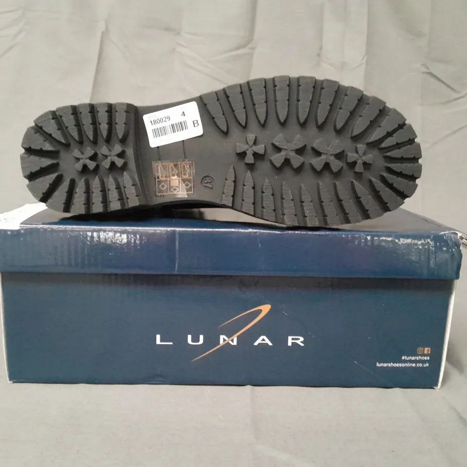 BOXED PAIR OF LUNAR ANKLE BOOTS IN BLACK EU SIZE 37