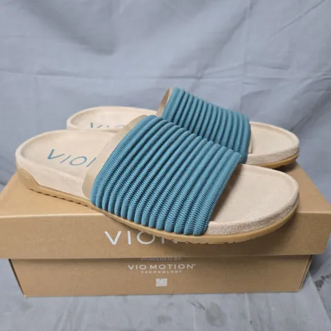 BOXED VIONIC EVIE KNIT SLIDE SANDALS – BLUE, UK 6