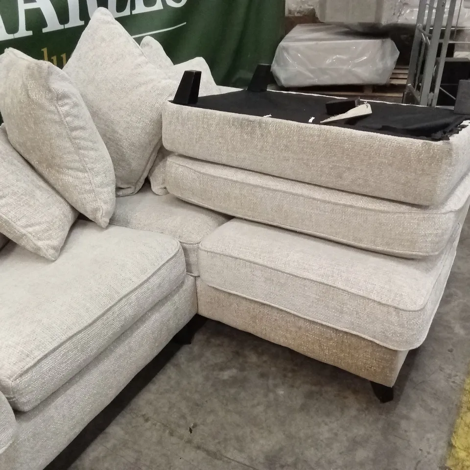 DESIGNER FABRIC CORNER CHAISE SOFA WITH FOOTSTOOL