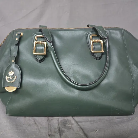 LAUREN RALPH LAUREN GREEN LEATHER HANDBAG – GOLD HARDWARE