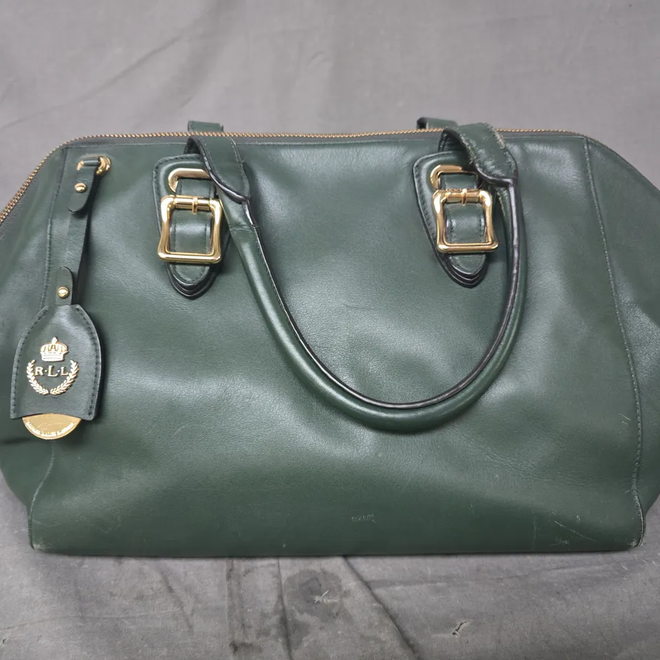 LAUREN RALPH LAUREN GREEN LEATHER HANDBAG – GOLD HARDWARE