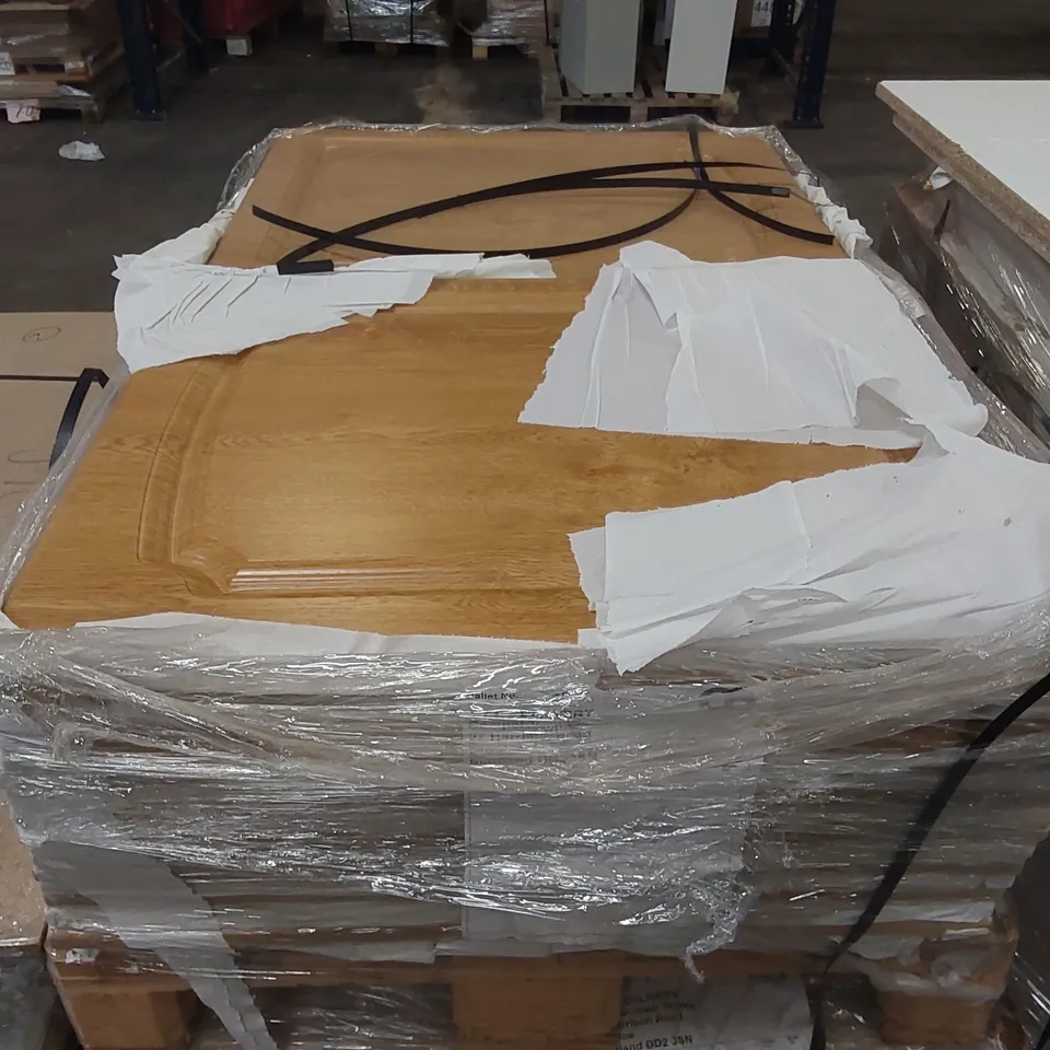 PALLET OF APPROXIMATELY 130 BRAND NEW WOODEN KITCHENS/BEDROOM REPLACEMENT CABINET DOOR/DRAWER/END PANELS IN ASSORTED SIZES TO INCLUDE;