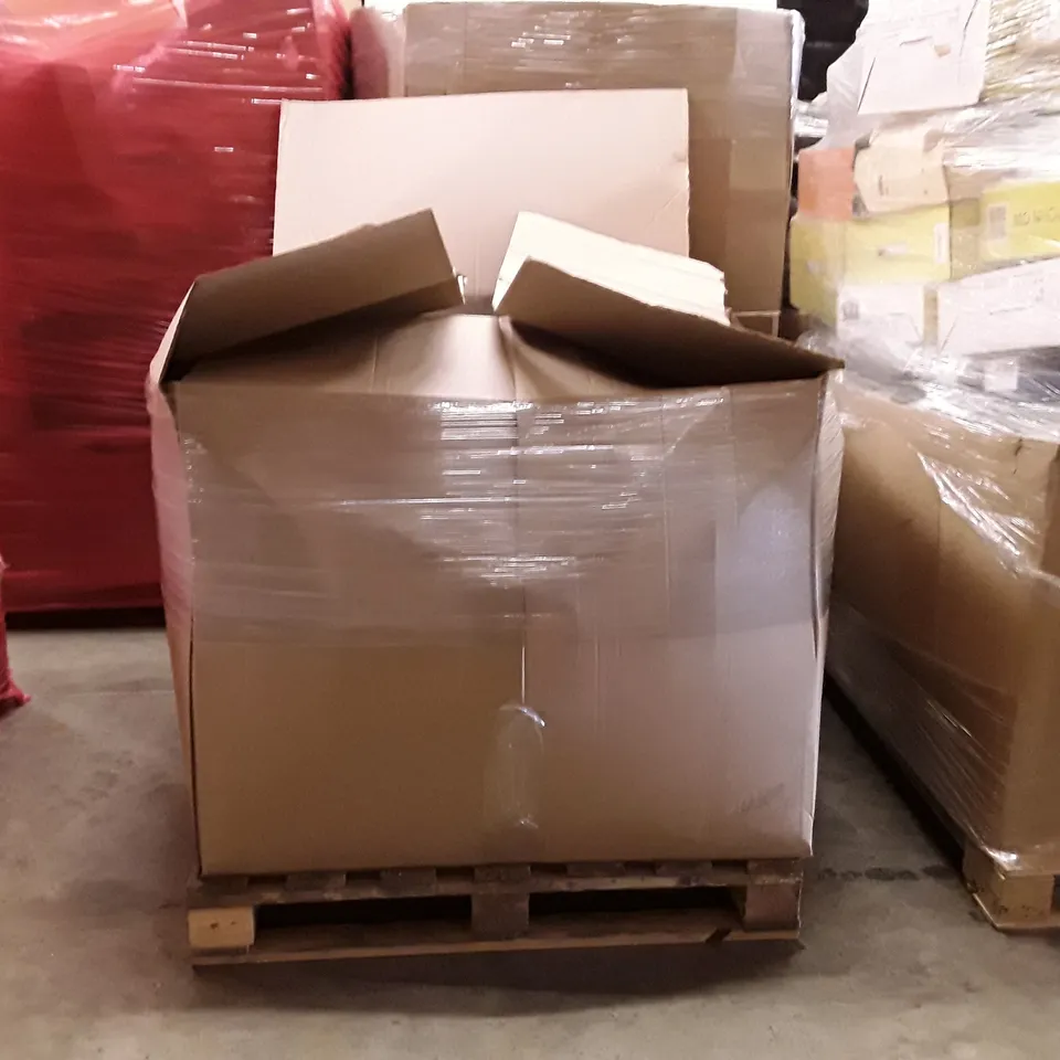 PALLET CONTAINING AN ASSORTMENT OF INFLATABLE  ITEMS TO INCLUDE POOL NETS, CHAIRS, ARM BAND AND SPACE HOPPERS ECT