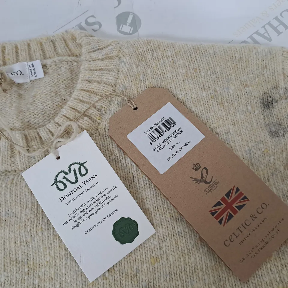 CELTIC & CO MENS DONEGAL CREW NECK JUMPER IN XL 