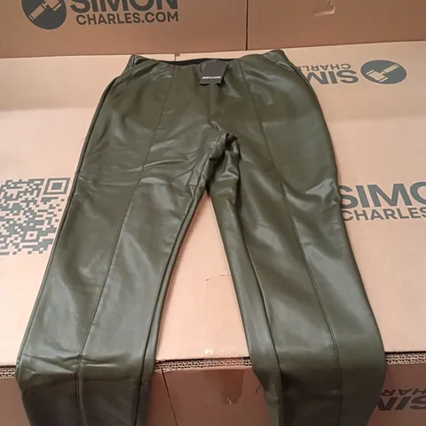 BOXED BRAND NEW APPROXIMATELY 24 JD WILLIAMS PU LEGGINGS, DARK OLIVE, SIZE 12 (1 BOX)