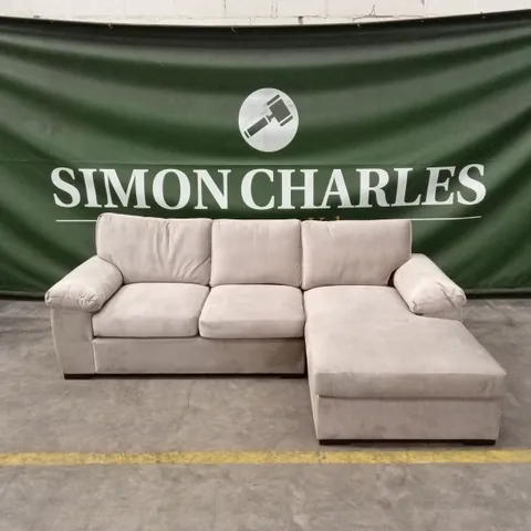 ELIZA RIGHT HAND 3 SEATER FABRIC CHAISE SOFA - BEIGE