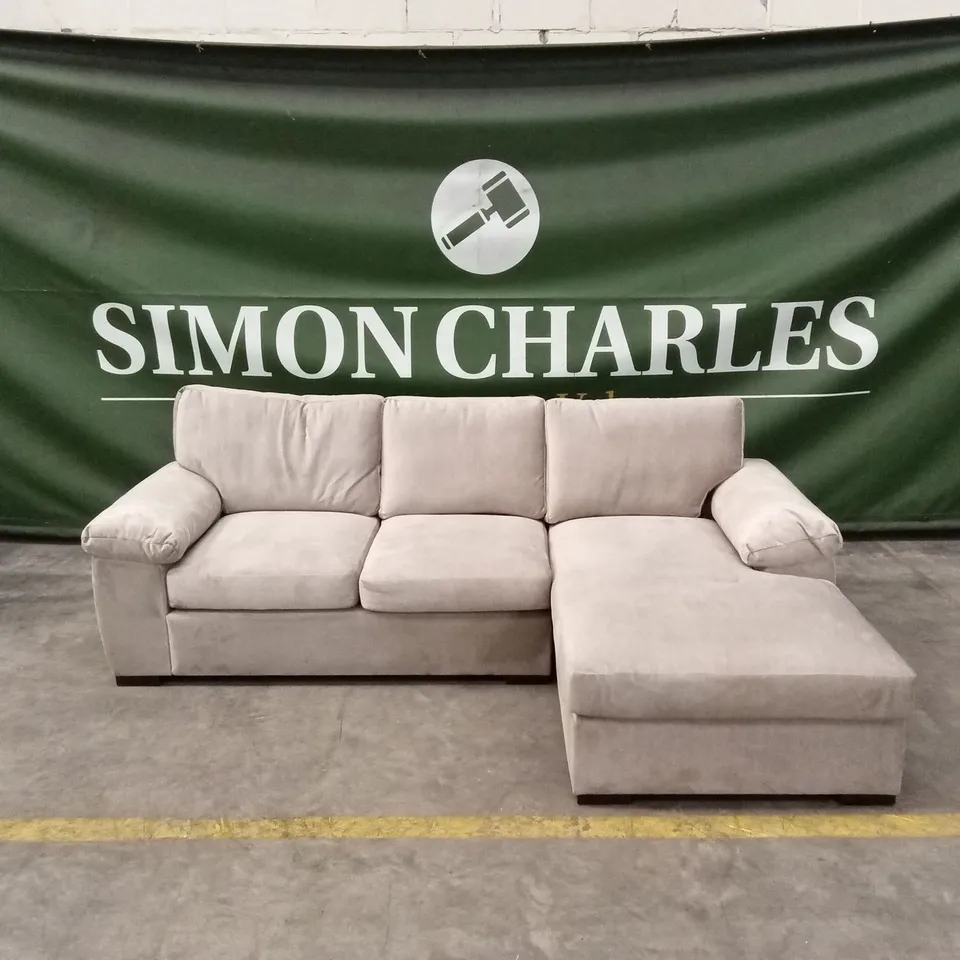 ELIZA RIGHT HAND 3 SEATER FABRIC CHAISE SOFA - BEIGE RRP £1149