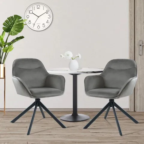 BOXED SET OF 2, 48.5cm H SWIVEL UPHOLSTERED DINING CHAIR WITH ERGONOMIC BACK - DARK GREY (1 BOX)