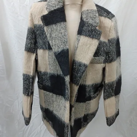 MISS JIJIE LOVER CHECKED JACKET, BLACK/CAMEL - SIZE M