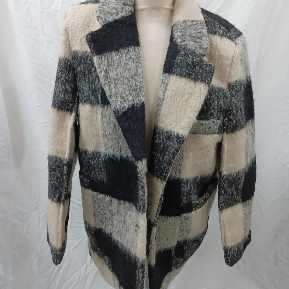 MISS JIJIE LOVER CHECKED JACKET, BLACK/CAMEL - SIZE M