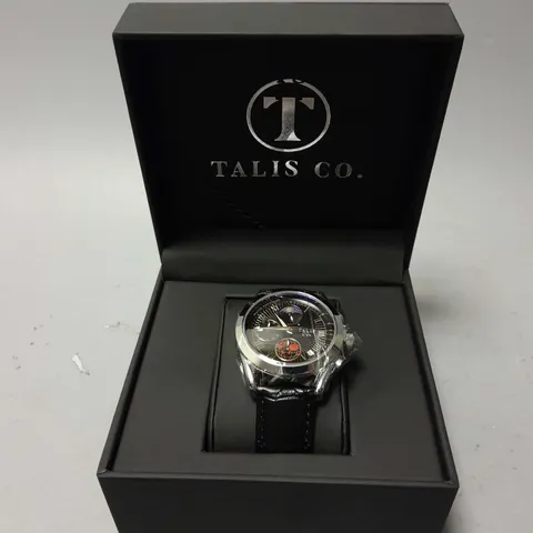 MENS TALIS CO 7120 CHRONOGRAPH WATCH β MOON PHASE MOVEMENT β GENUINE LEATHER STRAP