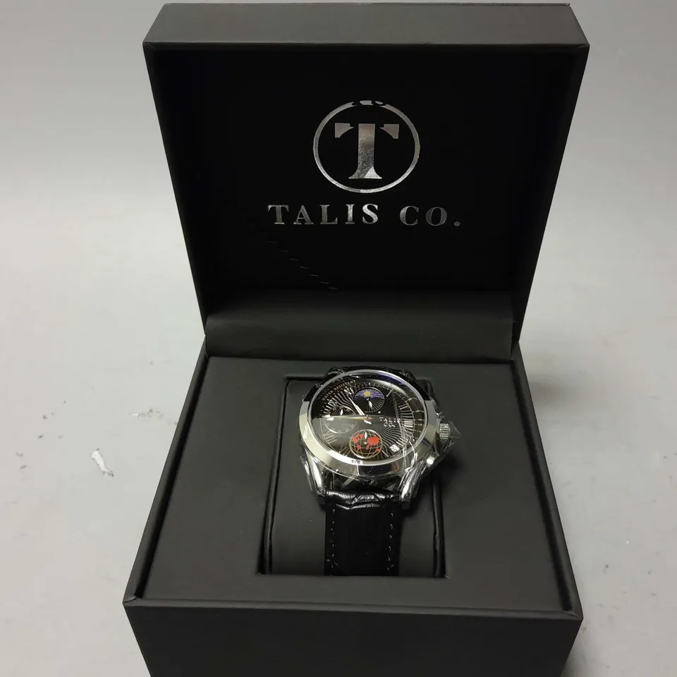 MENS TALIS CO 7120 CHRONOGRAPH WATCH – MOON PHASE MOVEMENT – GENUINE LEATHER STRAP