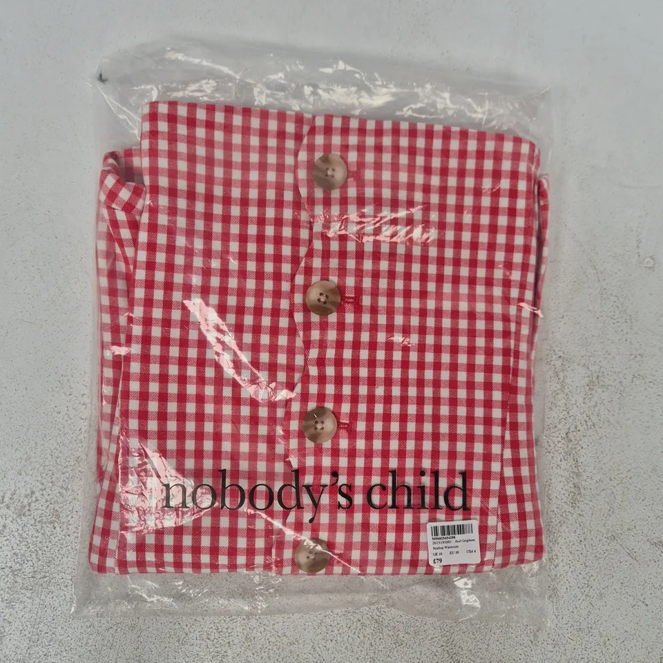 BAGGED NOBODY'S CHILD SCALLOP WAISTCOAT IN RED GINGHAM SIZE UK 10