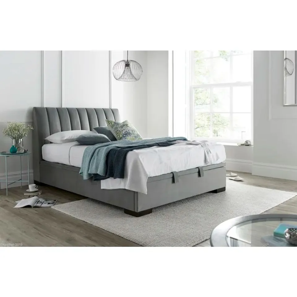 BOXED GILLIAN UPHOLSTERED OTTOMAN BED (5 BOXES, MISSING 1 BOX)