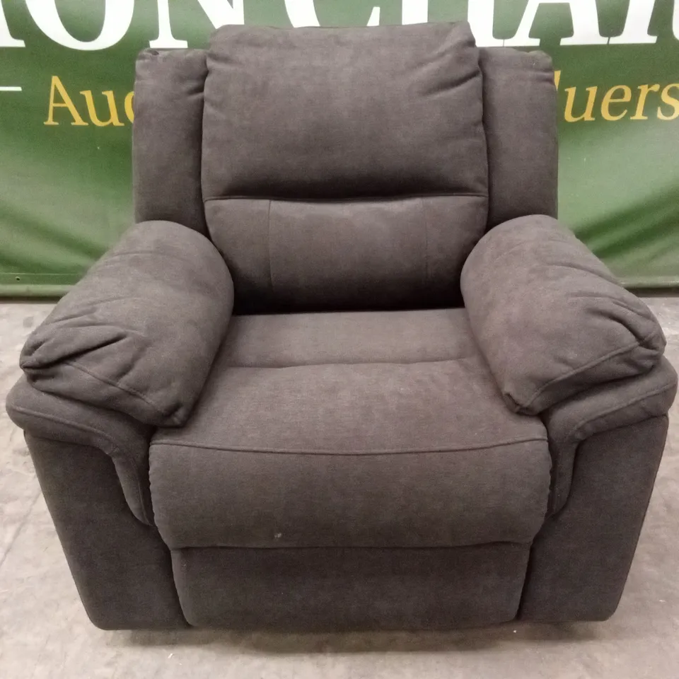 ALBION CHENILLE HIGH BACK MANUAL RECLINER ARMCHAIR - CHARCOAL RRP £479