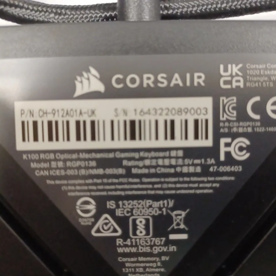 CORSAIR K100 RGB OPTICAL-MECHANICAL GAMING KEYBOARD