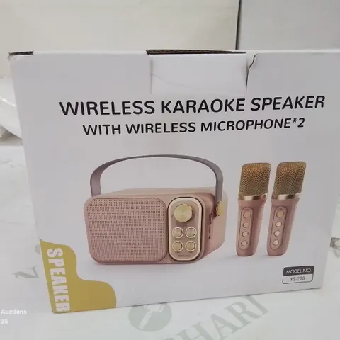 BOXED WIRELESS KARAOKE SPEAKER WITH 2 MICROPHONES -IN PINK-