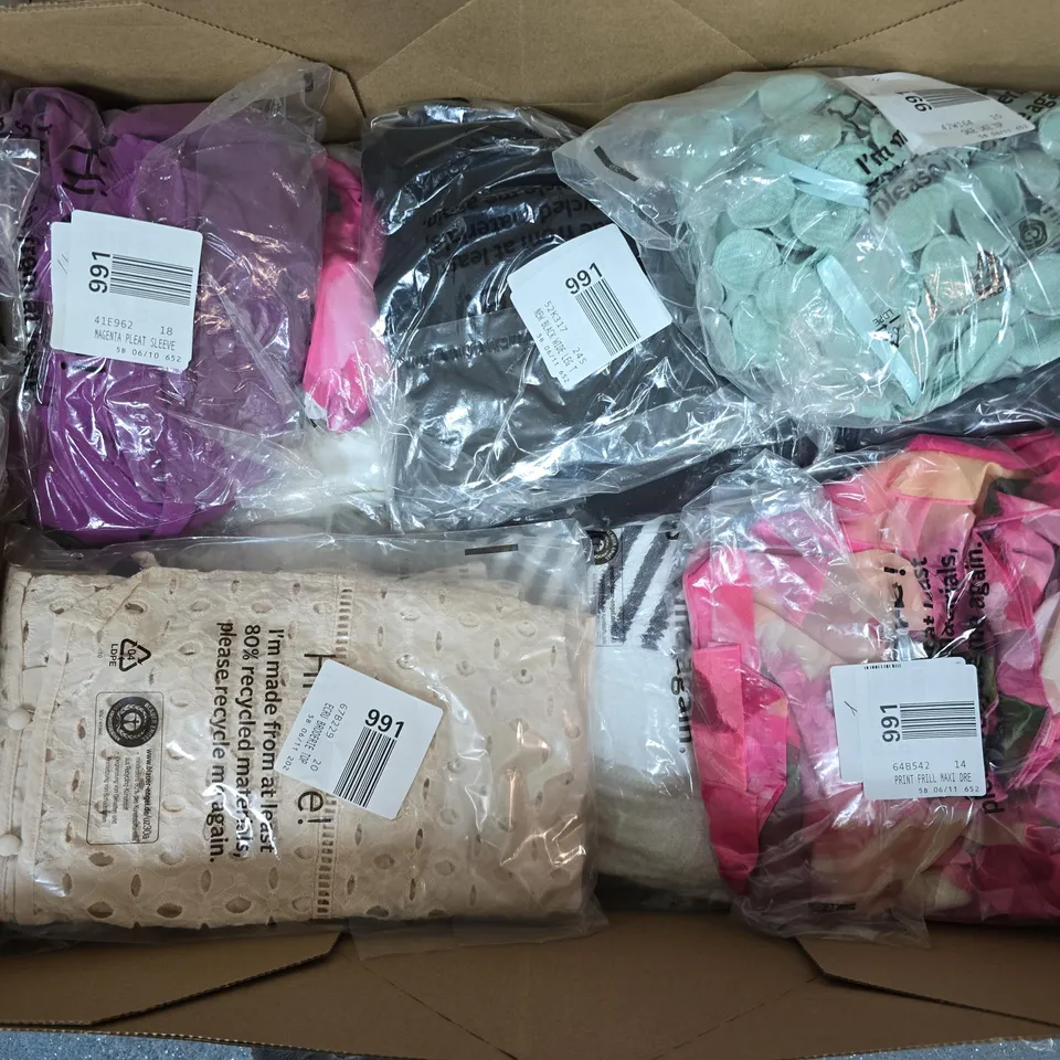 APPROXIMATELY 21 ASSORTED CLOTHING ITEMS IN VARIOUS SIZES, STYLES & SIZES TO INCLUDE SAGE LACE TOP , FRILL MAXI DRESS , ETC - COLLECTION ONLY 