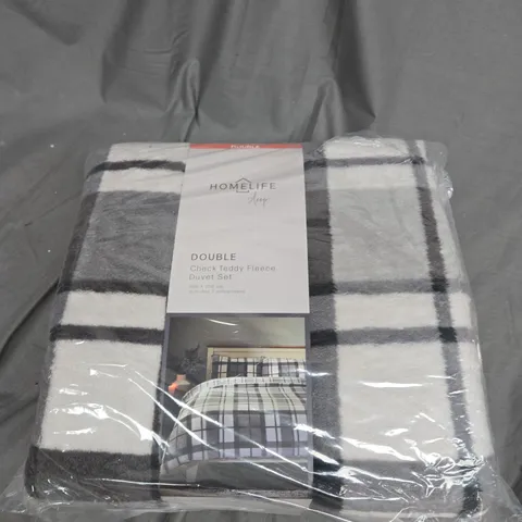 HOMELIFE CHECK TEDDY FLEECE DUVET SET SIZE DOUBLE IN GREY