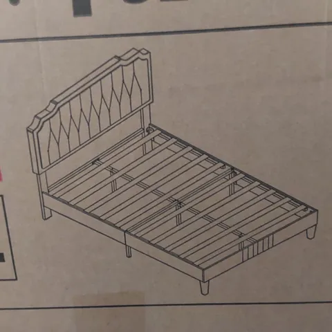 BOXED UPHOLSTERED KING SIZED BED FRAME WITH HEIGHT ADJUSTABLE HEADBOARD - BLACK (2 BOXES)