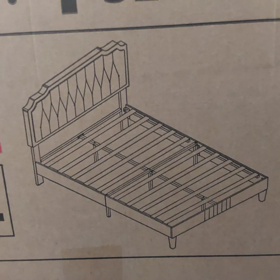 BOXED UPHOLSTERED KING SIZED BED FRAME WITH HEIGHT ADJUSTABLE HEADBOARD - BLACK (2 BOXES)