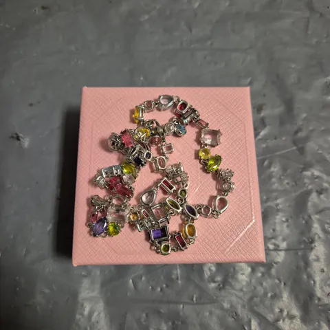 BOXED SWAOVSKI GEMA NECKLACE - MIXED CUTS, MULTICOLOURED, RHODIUM PLATED