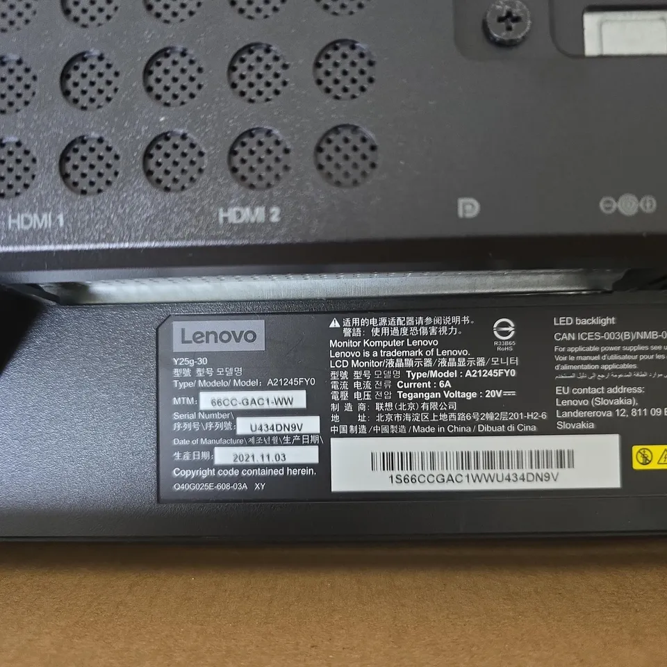 LENOVO LEGION GAMING MONITOR – LED BACKLIGHT – MODEL A21245FY0 (BOXED)