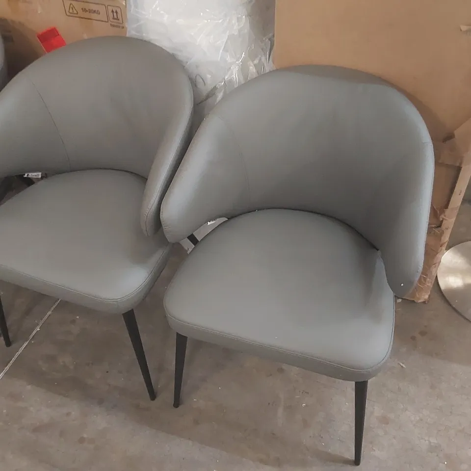SET OF 4x DANETTI LANDON DARK GREY LEATHER DINING CHAIRS