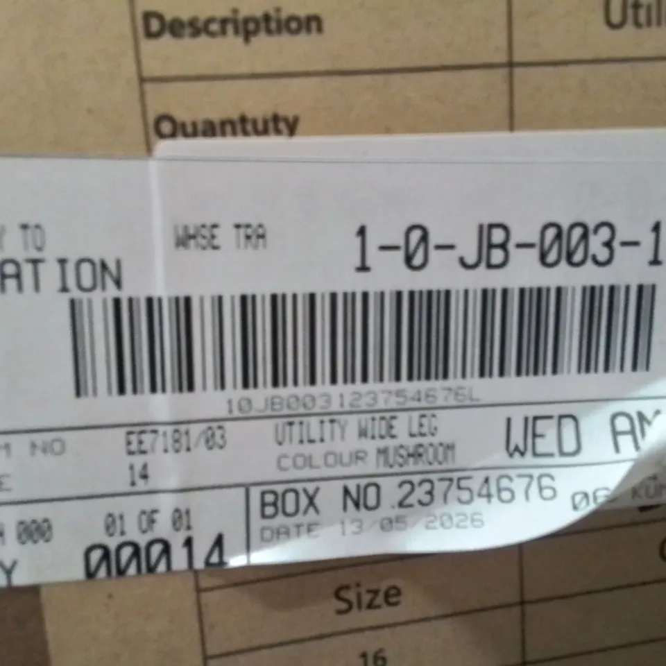 BOXED BRAND NEW APPROXIMATELY 14 JD WILLIAMS UTILITY WIDE LEG TROUSERS MUSHROOM SIZE 14